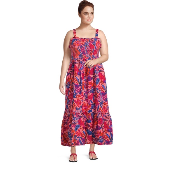 Terra & Sky Women's Plus Smock Maxi Dress - Picture 3 of 7